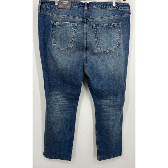 Torrid Jeans Plus 18 High Rise Slit Hem Distress Straight Fitted Stud Women New - Picture 6 of 11